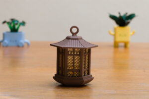 Waxinelichthouder "Pagoda" hangend - Bruin, Enkel
